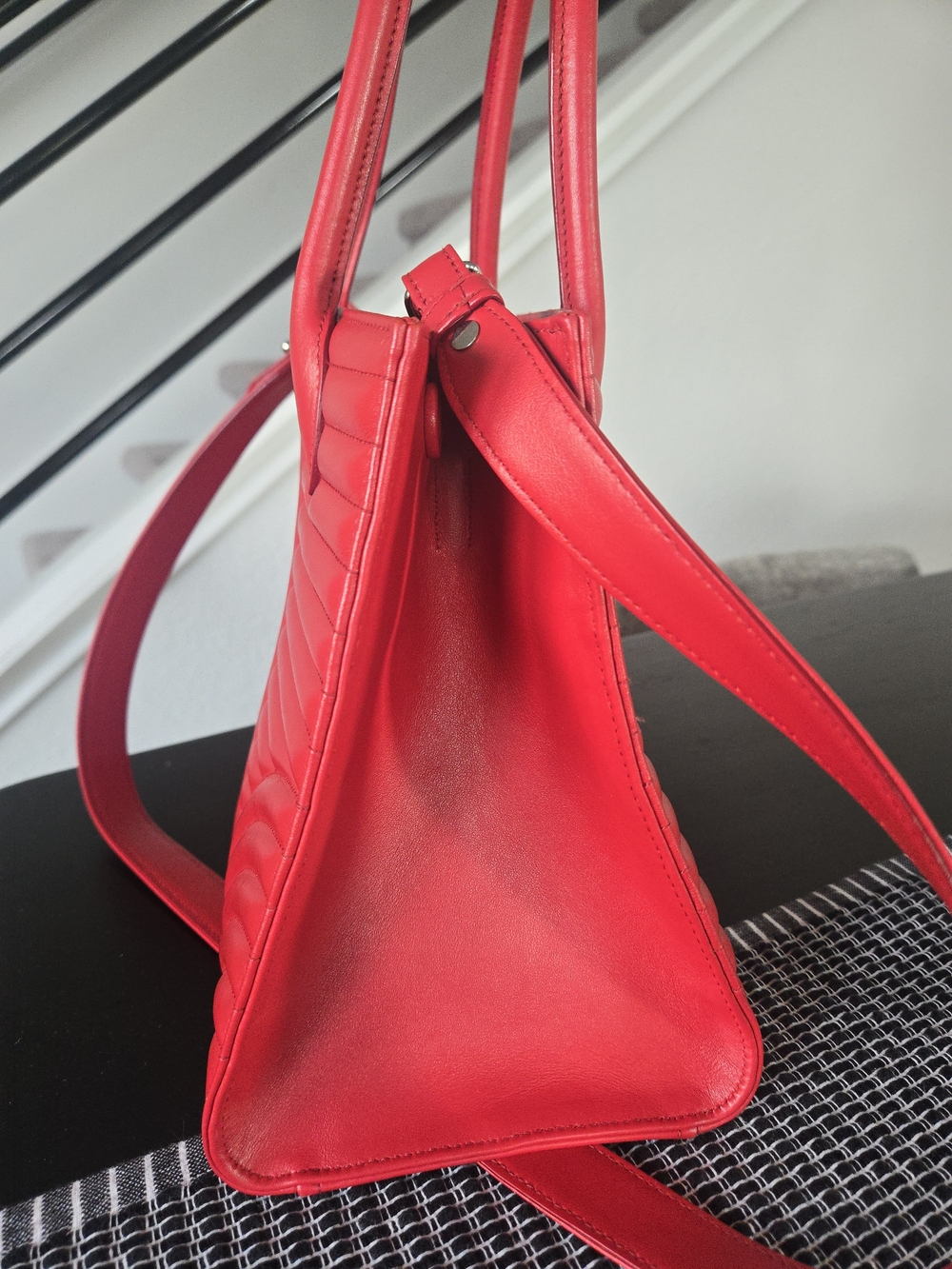 Prada Diagramme Convertible Tote – Red Calfskin Leather - Picture 6 of 17